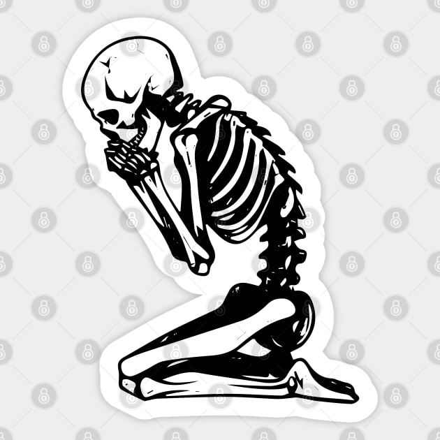 seeking forgiveness skeleton Sticker by zaiynabhw